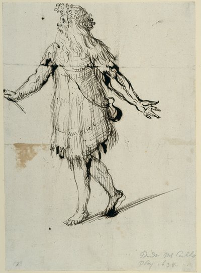 A druid, c.1638 (caneta e tinta sobre papel) de Inigo Jones