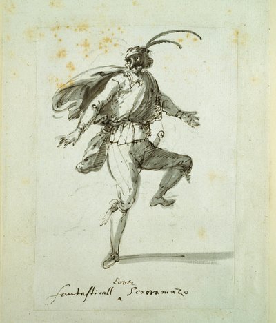 Um fantástico amante do guarda-chuva (caneta e tinta sobre papel) de Inigo Jones