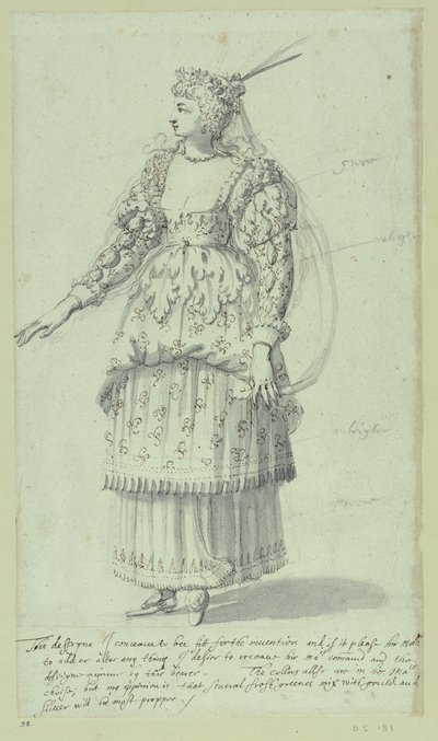 Chloris: esboço final para Henrietta Maria, c.1631 (caneta e tinta sobre papel) de Inigo Jones
