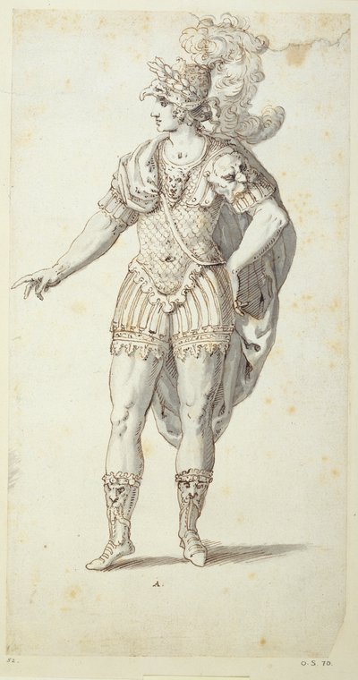 Desenho final para o vestido de Oberon, c.1611 (caneta e tinta sobre papel) de Inigo Jones
