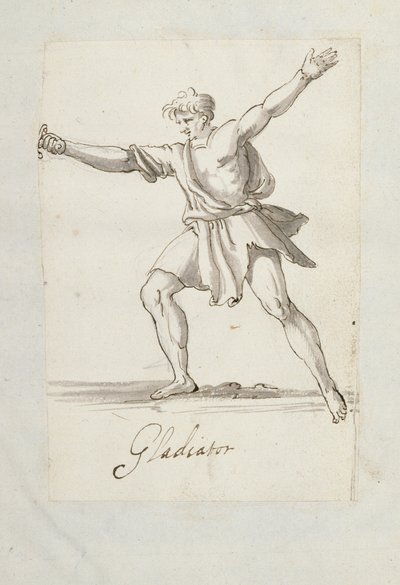 Gladiador (caneta e tinta sobre papel) de Inigo Jones
