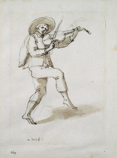 Homem com violação (caneta e tinta sobre papel) de Inigo Jones