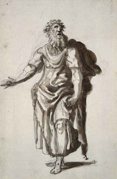 Merlin, c.1610 (caneta e tinta sobre papel) de Inigo Jones