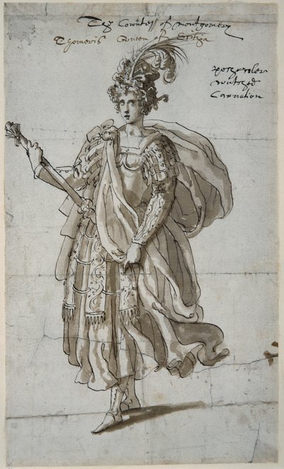 Rainha Tomyris do Massagetai, c.1609 (caneta e tinta sobre papel) de Inigo Jones
