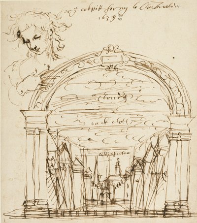 Cena de uma peça não identificada no Cockpit-in-Court de Inigo Jones
