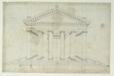 O Segundo Templo de Diana, c.1635 (caneta e tinta sobre papel) de Inigo Jones
