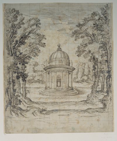 O Templo de Apollo (caneta e tinta sobre papel) de Inigo Jones