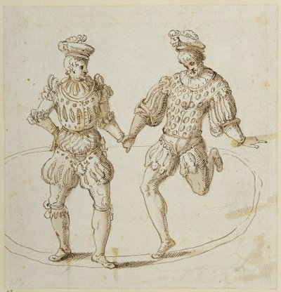 Dançarinos galeses (caneta e tinta sobre papel) de Inigo Jones