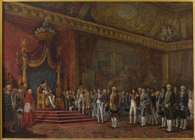 Delegação do Senado romano em homenagem a Napoleão I em 16 de novembro de 1809, 1810. de Innocent Louis Goubaud