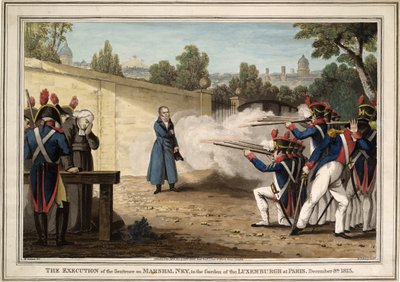 A execução do marechal Michel Ney perto do Jardim de Luxemburgo em 7 de dezembro de 1815, 1816 de Innocent Louis Goubaud