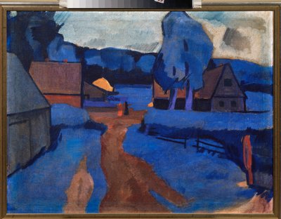 Paisagem azul - Pintura de Iosiph (Iosif) Solomonovich Shkolnik (1883-1926), óleo sobre tela, cerca de 1910 - arte russa, século XX, vanguarda - coleção particular de Iosiph Solomonovich Shkolnik