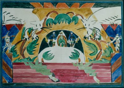 Cenário para a peça de teatro Tsar Maksemyan de A. Remizov, 1909 de Iosiph Solomonovich Shkolnik