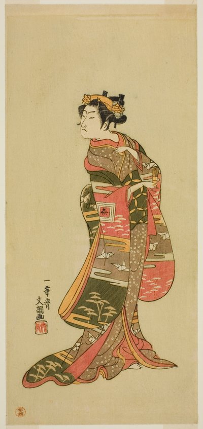 O ator Ichikawa Benzo em papel não identificado de Ippitsusai Bunchō
