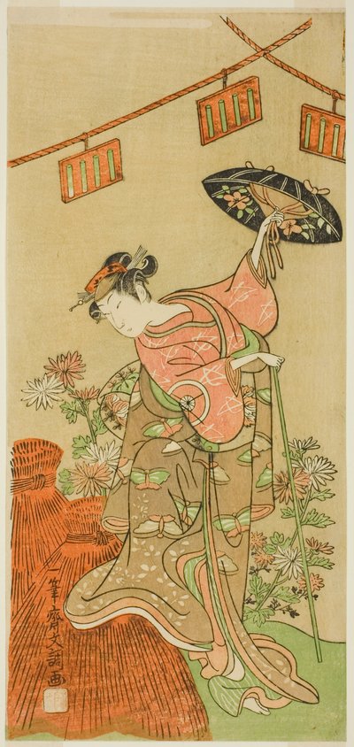 The Actor Iwai Hanshiro IV as Otatsu-gitsune in the Play Nue no Mori Ichiyo no Mato, Performed at the Nakamura Theater in the Eleventh Month, 1770 de Ippitsusai Bunchō
