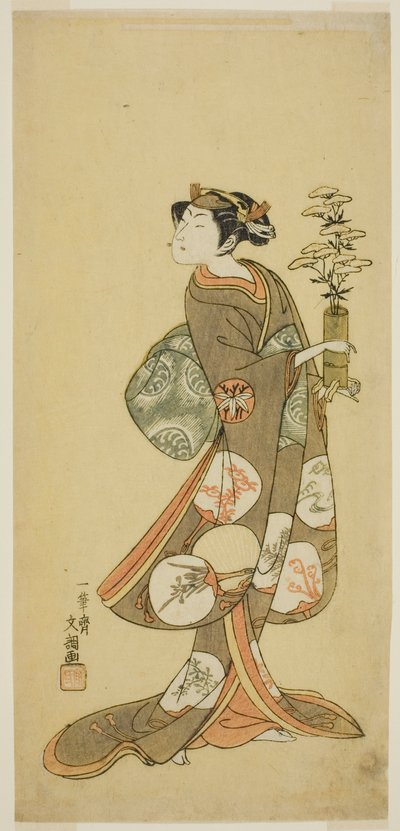 O ator Yamashita Kyonosuke I em um papel feminino de Ippitsusai Bunchō