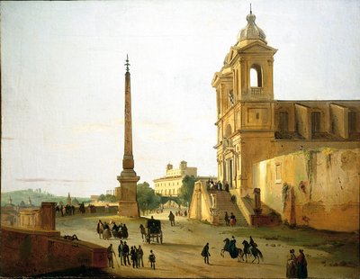 Itália, Roma, Trindade no Monte da Igreja e Obelisco Sallustian por Ippolito Caffi de Ippolito Caffi