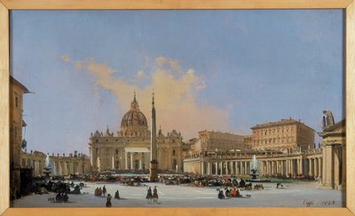 Benção do Papa na Piazza San Pietro de Ippolito Caffi