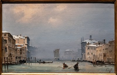Neve e nevoeiro no Grande Canal de Ippolito Caffi