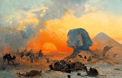 O vento de Simoun no deserto de Ippolito Caffi