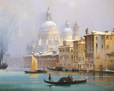 Veneza Coberta de neve, por Ippolito Caffi, óleo sobre tela de Ippolito Caffi