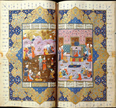 Shah Luhrasps Ascensão ao trono Iluminação do manuscrito do épico Shahname de Ferdowsi de Iranian Master