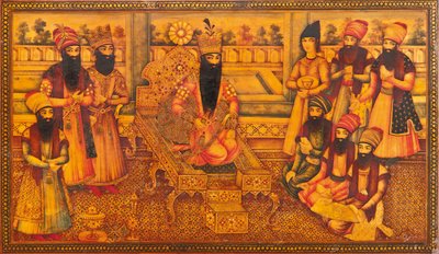 Detalhe de um caixão Qajar de Iranian School