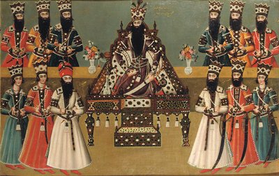 Fath "Ali Shah e seus cortesãos imediatos, c.1815 de Iranian School