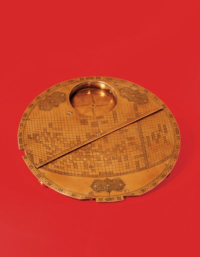 Mapa-múndi islâmico centrado em Meca, dinastia safávida, de Isfahan de Iranian School