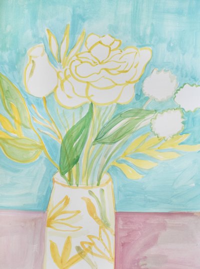 Vaso floral amarelo suave de Iria Fernandez
