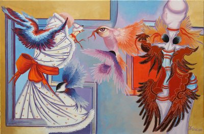 Fita Vermelha e Chickadees, 2015 de Irina Corduban
