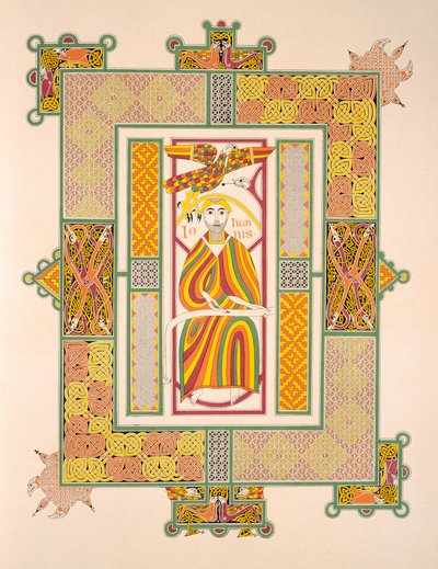 São João Evangelista, de uma cópia fac-símile dos Evangelhos de Mac Regol, publicado pela Day & Son de Irish School