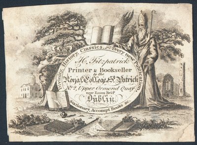 Cartão comercial, H Fitzpatrick (gravura) de Irish School
