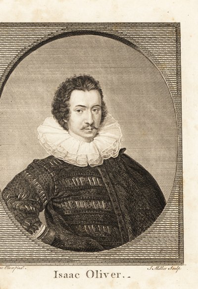 Retrato de Isaac Oliver ou Isaac Olivier, pintor inglês de retratos em miniatura, cerca de 1565-1617 de Isaac (after) Oliver