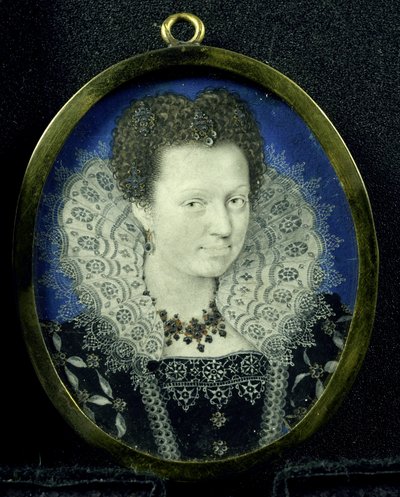Retrato de mulher, c.1600-17 (pergaminho, metal e vidro) de Isaac (attr. to) Oliver