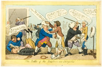 Batalha de barbeiros e cirurgiões de Isaac Cruikshank