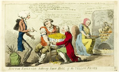 O Dr. Sangrado alivia John Bull da febre amarela de Isaac Cruikshank