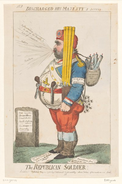 Spotprent op Charles James Fox, 1798
O Soldado Republicano! (título sobre o objecto) de Isaac Cruikshank