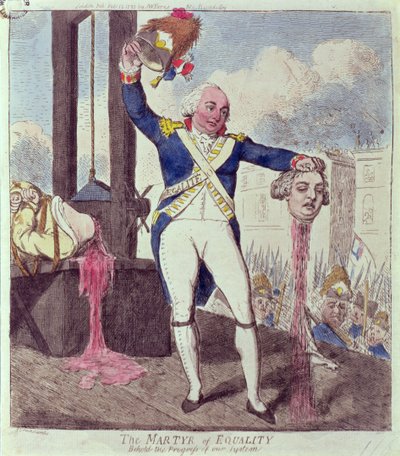 O Mártir da Igualdade: Contemple o Progresso do nosso Sistema, pub. por SW Fores, 1793 de Isaac Cruikshank