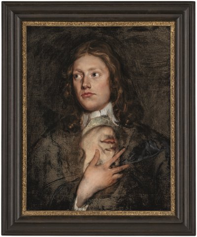 Retrato de um cavalheiro, à altura do busto, com um outro retrato por baixo (óleo sobre tela) de Isaac Fuller