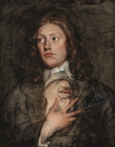 Retrato de um cavalheiro, à altura do busto, com um outro retrato por baixo (óleo sobre tela) de Isaac Fuller