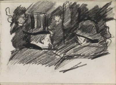 Homem e mulher com chapéu, visto de trás de Isaac Israels