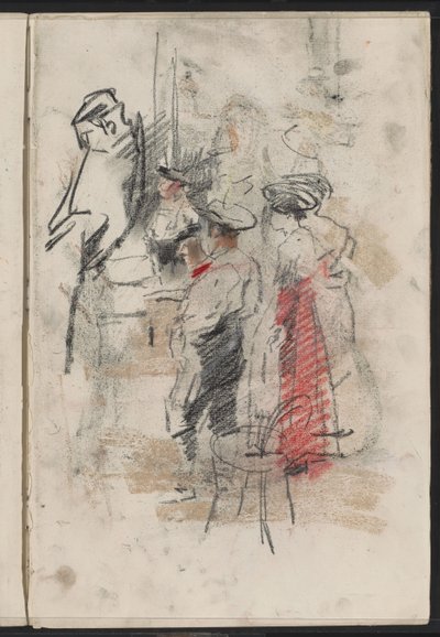 Homens e mulheres de pé, possivelmente perto de uma bancada de Isaac Israels