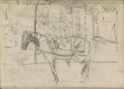 Paisagem de Cityscape com cavalo de Isaac Israels