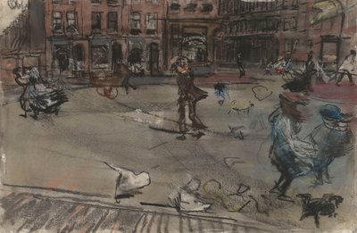 Rajada de vento na Dapperplein em Amsterdã de Isaac Israels