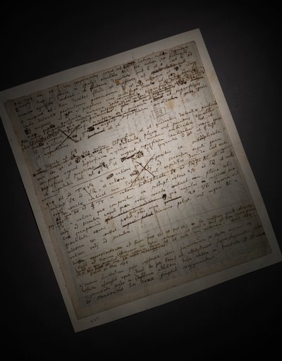 Duas páginas de revisões do Principia Mathematica de Isaac Newton