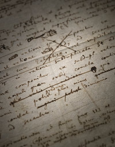 Duas páginas de revisões do Principia Mathematica de Isaac Newton