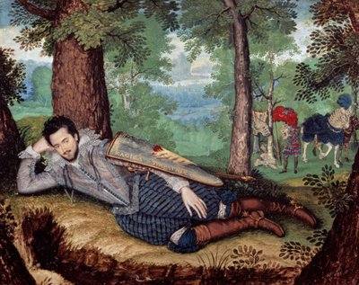 Edward Herbert, 1º Barão Herbert de Cherbury, c.1610-14 (miniatura) de Isaac Oliver
