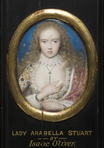 Lady Arabella Stuart (aquarela sobre pergaminho) de Isaac Oliver