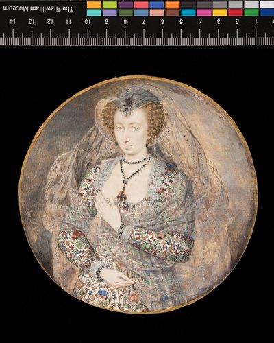 Miniatura. Senhora desconhecida. Lucy Harington, Condessa de Bedford (título anterior), c.1605 (cor do corpo e aguarela sobre cartão) de Isaac Oliver