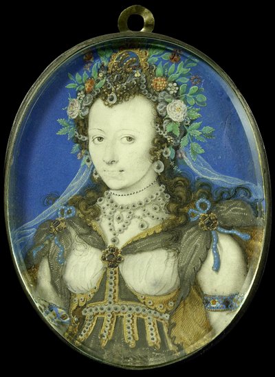 Retrato de uma mulher disfarçada de Flora de Isaac Oliver